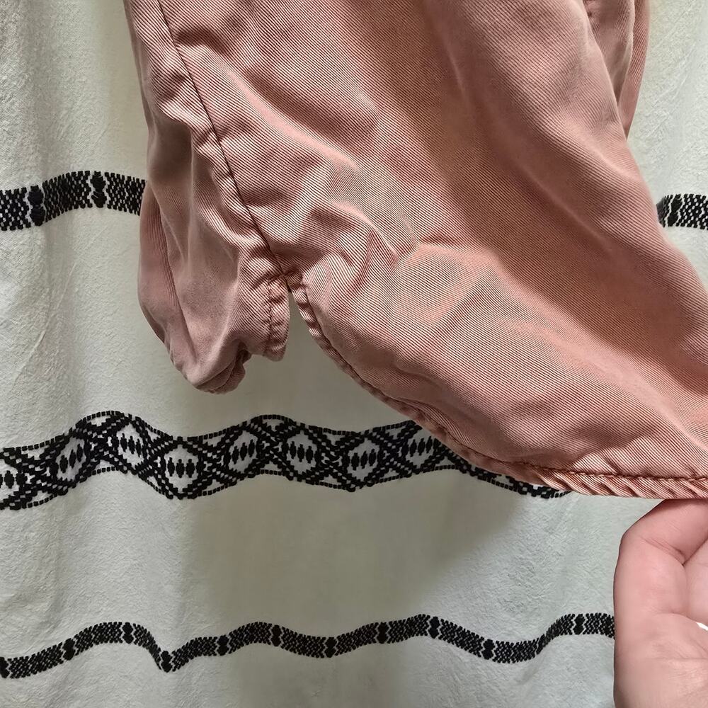 Pilcro and the Letterpress salmon pink tie waist short sleeve mini shift dress S - Picture 8 of 8